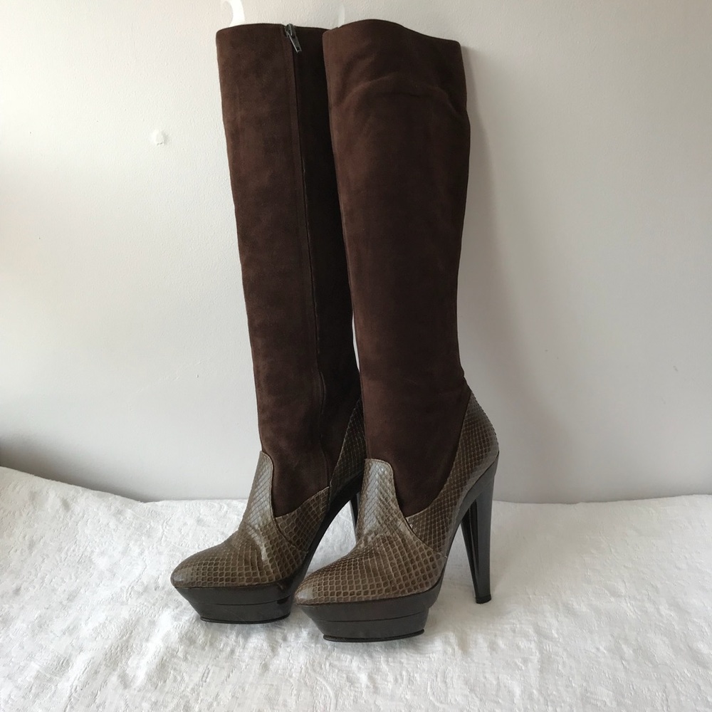 DEVI KROELL**Brown Suede Python Boots EU 37 $2850 - Picture 1 of 8